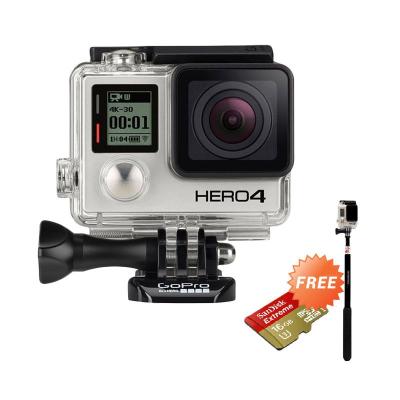GoPro Hero 4 Black Action Camera + Tongsis Attanta Smp 07 + Sandisk Extreme