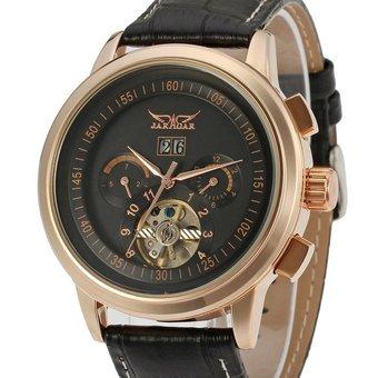 Forsining Rose Gold Color Alloy Case Men Automatic Mechanical Watch with Tourbillion Waterproof (Intl)  