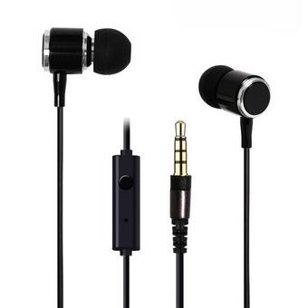 3.5MM Plug In-Ear Headphones Earbuds with Microphone Volume Control for Smart Phones (Black) (Intl)  