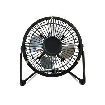 4 Inch Iron Aluminum Portable USB Leaf Mini Fan (Black)  