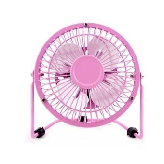 4-Inch Mini Iron Aluminum Leaf Fan (Pink)  