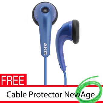 AKG Y15 Earphone Klasik Dengan Pengatur Volume Suara - Biru + Gratis Pelindung Kabel  