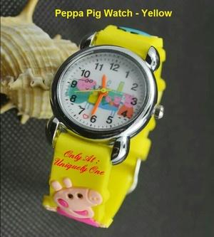 ARLOJI JAM TANGAN ANAK MOTIF : PEPPA PIG - BABI PIGGY YELLOW WATCH