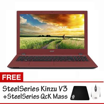 Acer E5-552G - AMD FX 8800P - 8GB - 1TB - R8 M365DX - DOS - 15.6" - Merah - SteelSeries Kinzu V3 + QcK MASS  