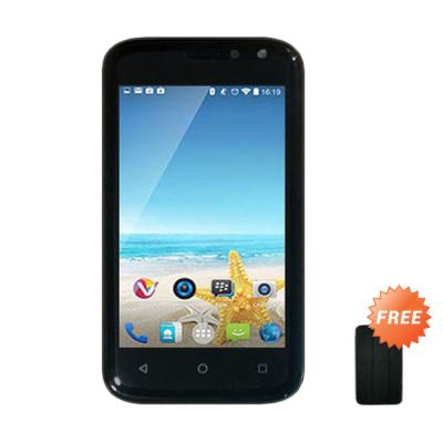 Advan s4Q Black Smartphone + Flip Cover Hitam