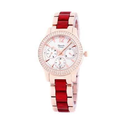 Alexandre Christie 2463 Merah Rosegold Jam Tangan Wanita