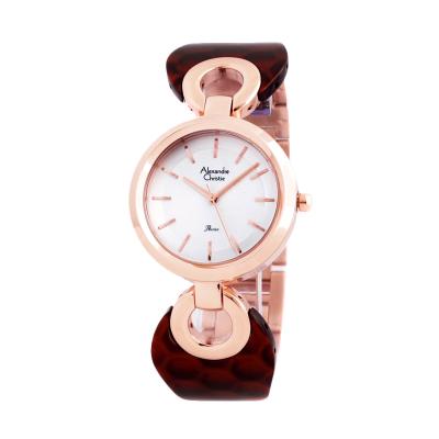 Alexandre Christie 2539 LH Stainless Steel Kombonasi Mika Coklat Rosegold Jam Tangan Wanita