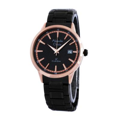 Alexandre Christie 8454 Stainless Steel Hitam Rose Gold Jam Tangan Pria