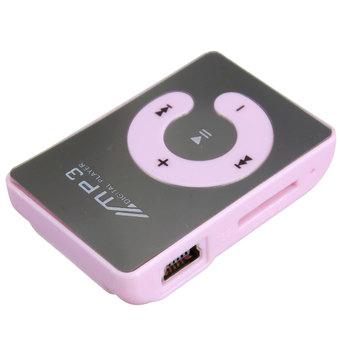 Audew Clip USB Mirror MP3 Music Player Support 1-32GB Micro SD TF&Earphone Purple(INTL)  