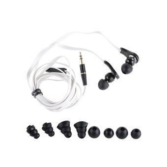 BS0087 3.5mm In-Ear Earphone Headset Flat Cable Headphone for iPhone 6 / 6 Plus Samsung Smartphone (White/Black) (Intl)  