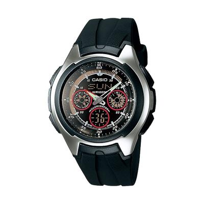 CASIO Auto EL AQ-163W-1B2 Black Red Jam Tangan Pria