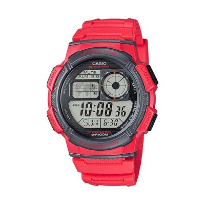 CASIO Illuminator World Time AE-1000W-4A Red Jam Tangan Pria