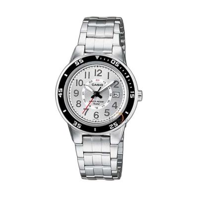 CASIO LTP-1298D-7B Silver Black Bezel Jam Tangan Wanita