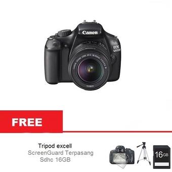 Canon EOS 1200D Kit 18-55 III - 18 MP - Hitam + Gratis SDHC 16GB + Tripod + Anti Gores  