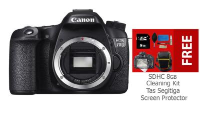 Canon EOS 70D Body WiFi + SDHC 8 GB + Cleaning Kit + Tas Segitiga + Screen Protector