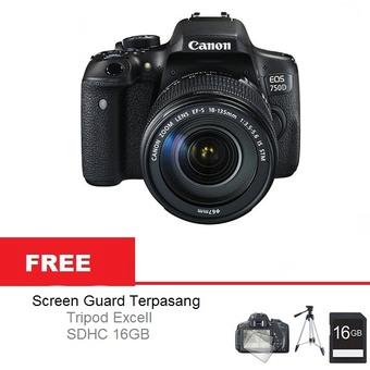 Canon EOS 750D - 24MP - Kit EF-S 18-135mm f/3.5-5.6 IS STM WiFi - Hitam + Gratis Paket Hadiah  