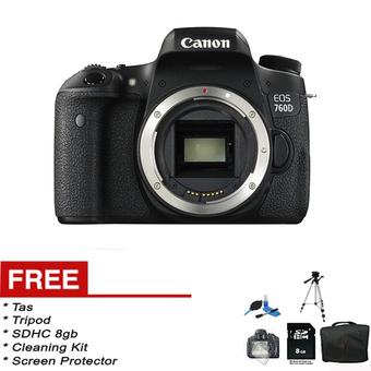 Canon EOS 760D Body Only WiFi + Gratis SDHC 8gb + Cleaning Kit + Screen Protector + Tripod + Tas  