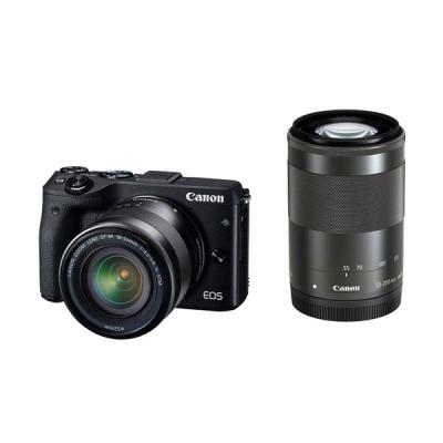 Canon EOS M3 18-55mm and 55-200mm Black Kamera DSLR