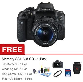 Canon Eos 750D WIFI - 24MP - 18-55mm IS STM Lens Kit - Hitam  