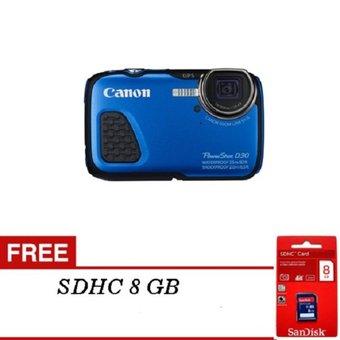 Canon PowerShot D30 - 12.8 MP - Biru + Gratis Memory Sandisk SD 8GB  