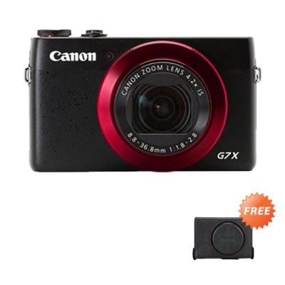 Canon PowerShot G7 X Kamera Pocket + Premium Case Hitam Red Ring