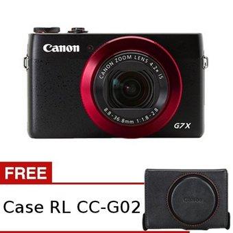 Canon PowerShot G7X - 20.2 MP - 4.2x Optical Zoom - Hitam Red Ring + Gratis Case  