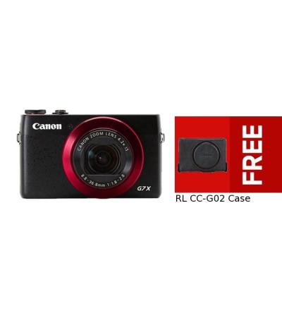 Canon PowerShot G7X - 20.2 MP - Hitam Red Ring + Gratis Case