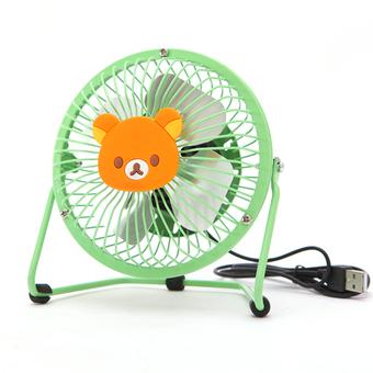 Cartoon Mini 4-Inch Usb Iron Fan Bear (Green)  