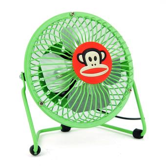 Cartoon Mini 4-Inch Usb Iron Fan Mouth Monkey (Green)  