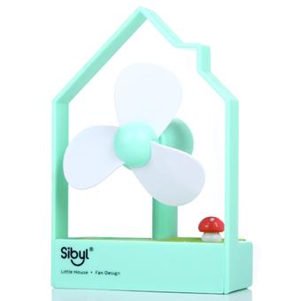 Cartoon Mini Fan Small House Green  