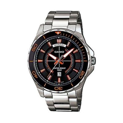 Casio Analog MTD-1076D-1A4VDF Silver Orange Jam Tangan Pria