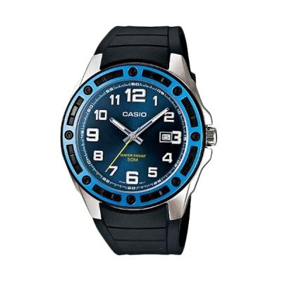 Casio Analog MTP-1347-2AVDF Hitam Biru Jam Tangan Pria