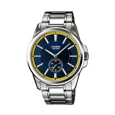 Casio Analog MTP-E101D-2AVDF Silver Biru Jam Tangan Pria