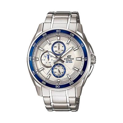 Casio Edifice EF-334D-7AVDF Silver Biru Jam Tangan Pria