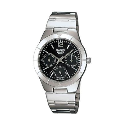 Casio Enticer LTP-2069D-1A Silver Black Jam Tangan Wanita