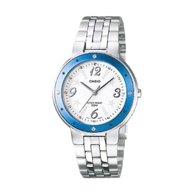 Casio Ladies Analog LTP-1318D-2AVDF Silver Biru Jam Tangan Wanita