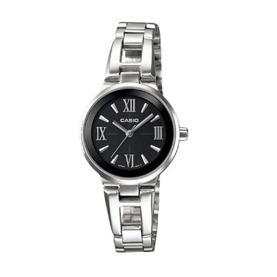 Casio Ladies Analog LTP-1340D-1ADF Silver Hitam Jam Tangan Wanita