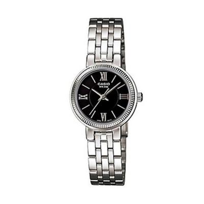 Casio Ladies Analog LTP-1375D-1AVDF Silver Black Jam Tangan Wanita