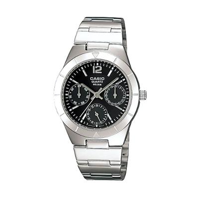 Casio Ladies Analog LTP-2069D-1AVDF Silver Hitam Jam Tangan Wanita