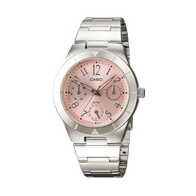 Casio Ladies Analog LTP-2069D-4A2VDF Silver Pink Jam Tangan Wanita