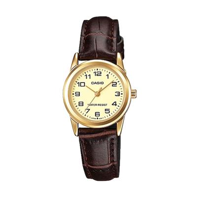 Casio Ladies Analog LTP-V001GL-9BUDF Gold Coklat Jam Tangan Wanita