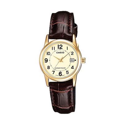 Casio Ladies Analog LTP-V002GL-9BUDF Gold Coklat Jam Tangan Wanita