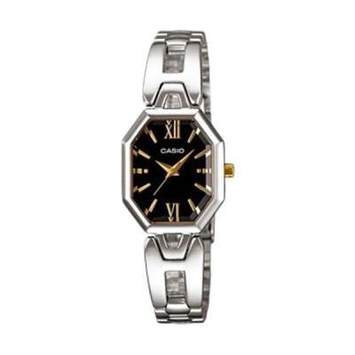 Casio Ladies Analog LTP1347D-1ADF Silver Black Jam Tangan Wanita