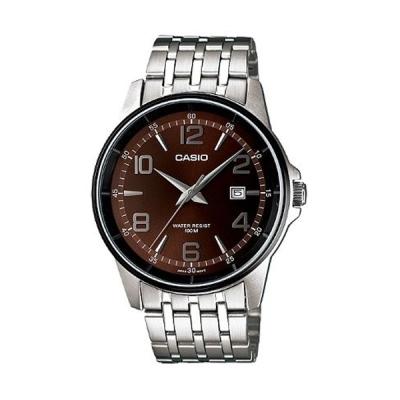 Casio Man Analog MTP-1344AD-5A2VDF Silver Coklat Jam Tangan Pria