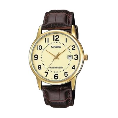 Casio Man Analog MTP-V002GL-9BUDF Kuning Coklat Jam Tangan Pria