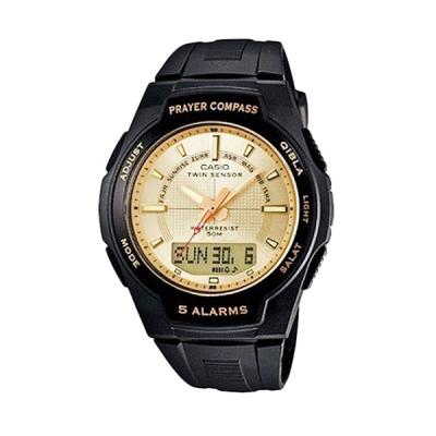 Casio Prayer Compass CPW-500H-9AVDR Hitam Gold Jam Tangan Pria