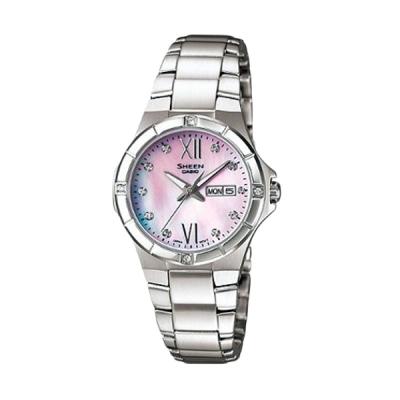 Casio Sheen SHE-4022D-4ADR Silver Pink Jam Tangan Wanita