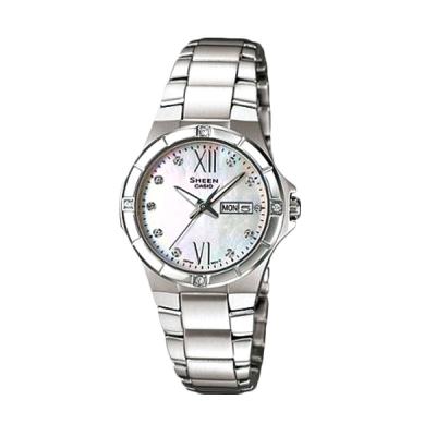 Casio Sheen SHE-4022D-7ADR Silver Putih Jam Tangan Wanita