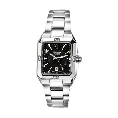 Casio Sheen SHE-4501D-1ADR Silver Black Jam Tangan Wanita