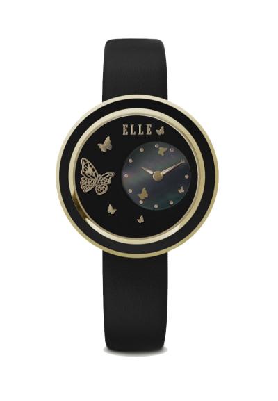 Elle Time EL20278S05C Leather Strap Black Jam Tangan Wanita